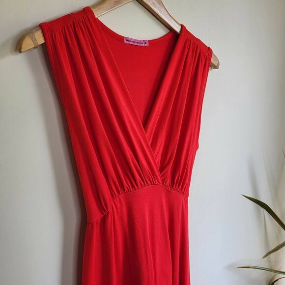 Maternal America Sleeveless Front Tie Dress - Red - Picture 6 of 13